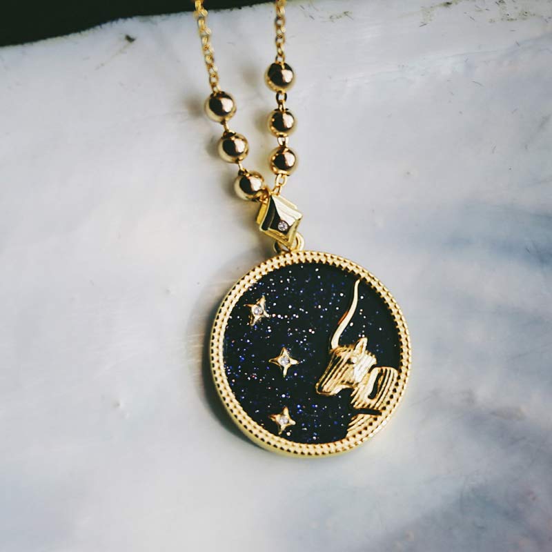 Collier d'écoute du zodiaque en grès bleu 