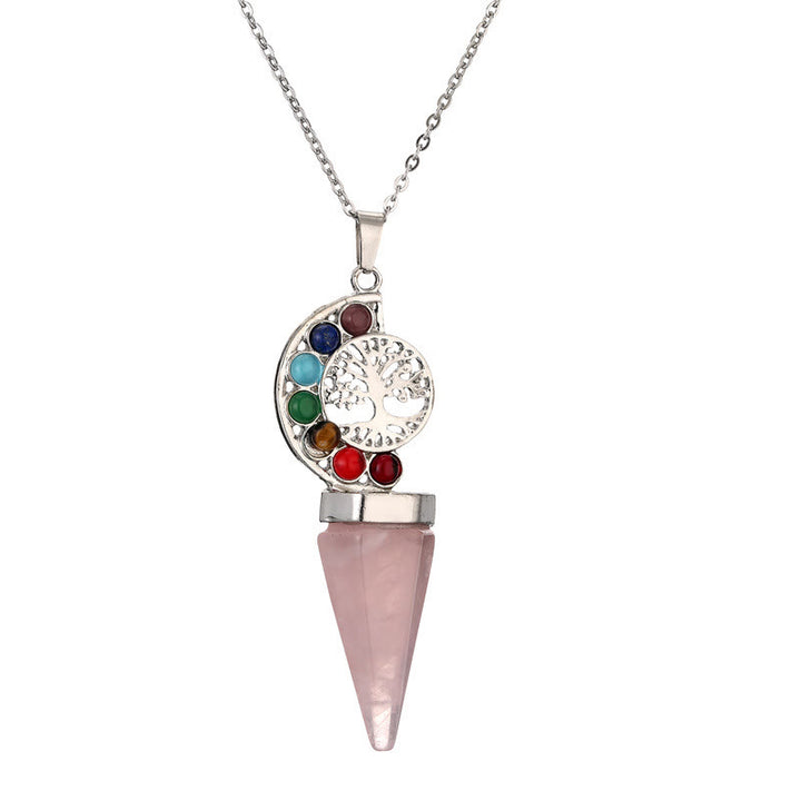 Collier avec pendentif arbre de vie en cristal hexagonal Olivenorma