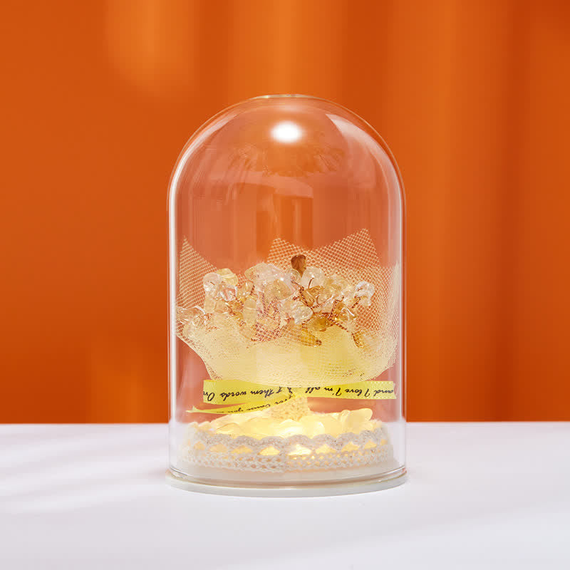 Décoration d'arbre Feng Shui avec couvercle en verre cristal naturel Olivenorma 