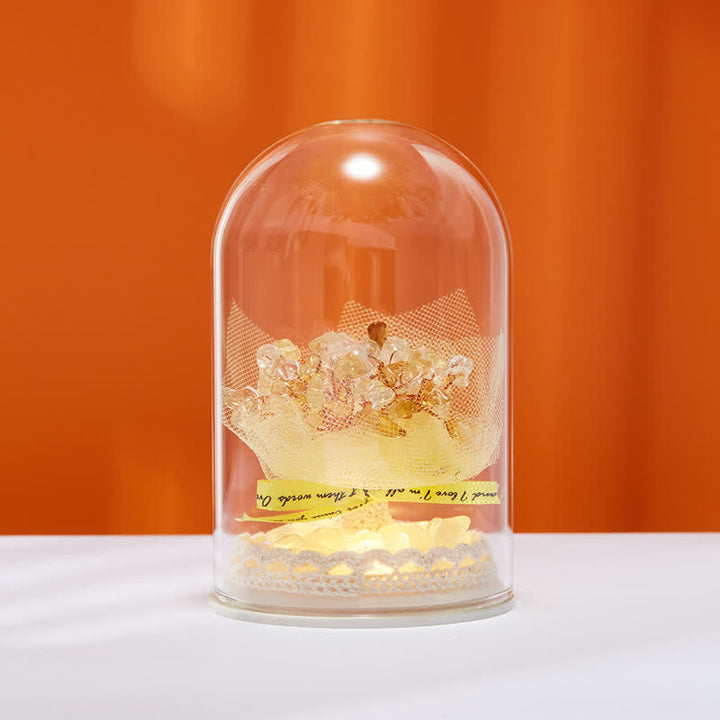 Décoration d'arbre Feng Shui avec couvercle en verre cristal naturel Olivenorma 