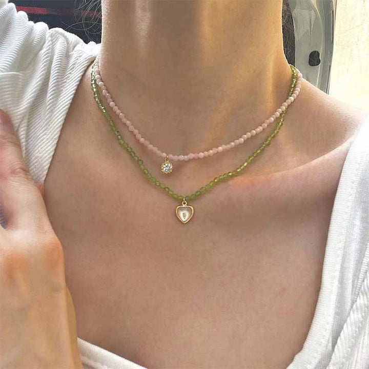 Collier avec pendentif en métal et cristal naturel Olivenorma