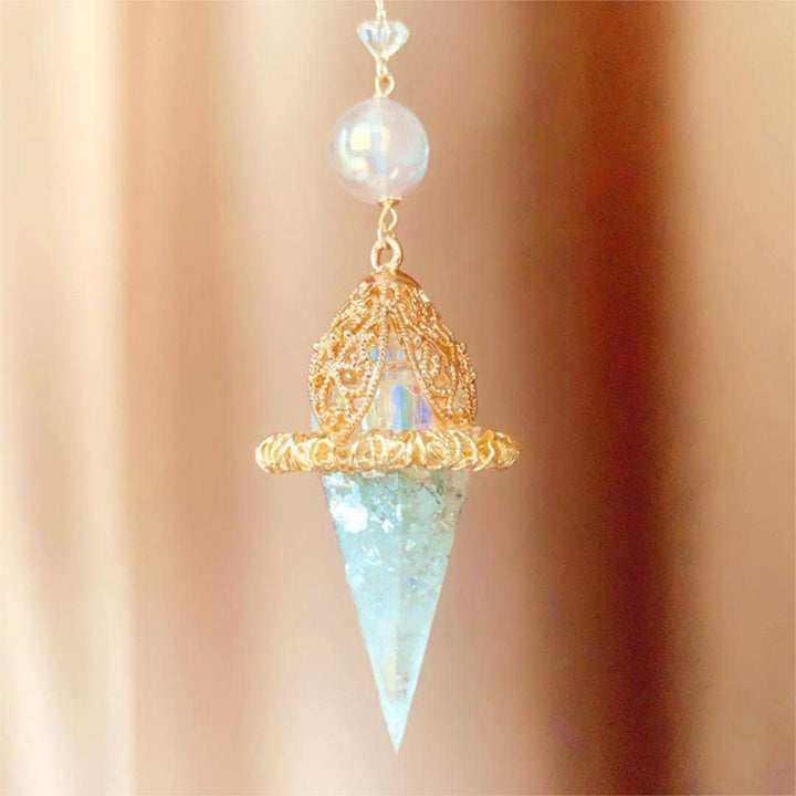 Pendule porte-bonheur en cristal transparent Olivenorma