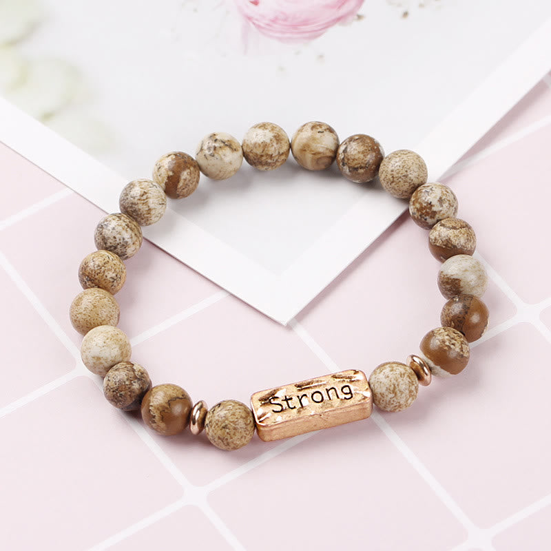 Bracelet gravé solide en pierres précieuses naturelles Olivenorma