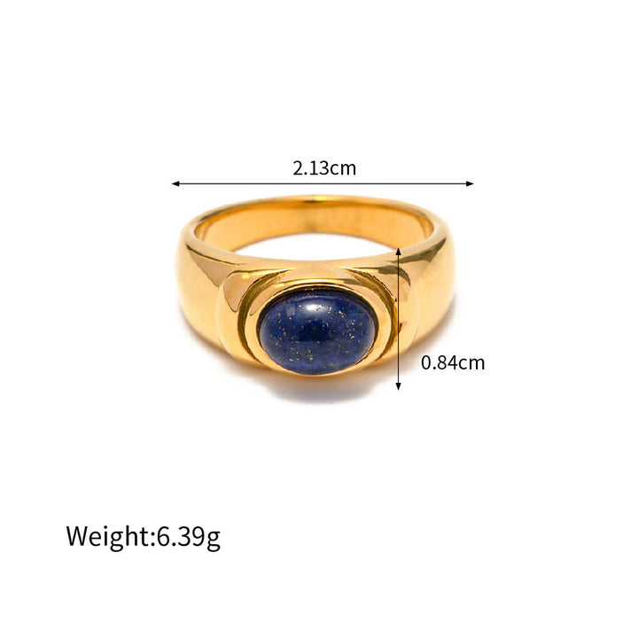 Ensemble de bagues vintage en acier titane et lapis-lazuli Olivenorma Court 