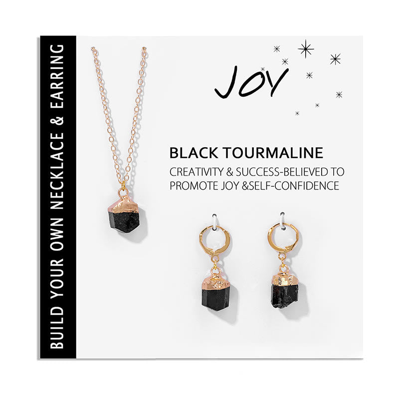Ensemble de boucles d'oreilles et collier avec pendentif en cristal irrégulier naturel Olivenorma