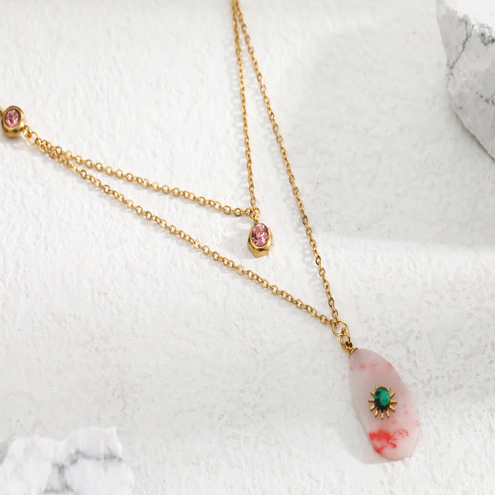 Collier à double panneau en zircone rhodochrosite Olivenorma