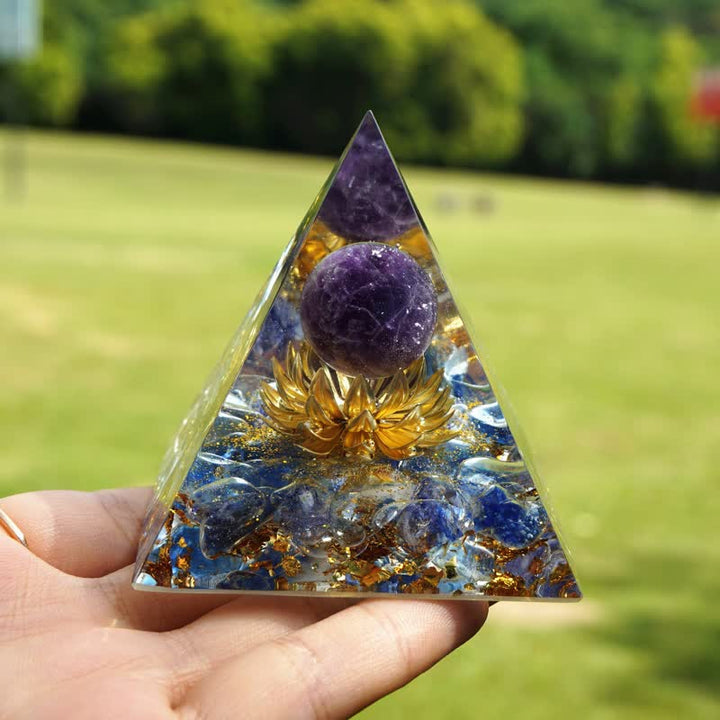 Sphère d'améthyste Olivenorma Lapis Lazuli Lotus Orgone Pyramide 