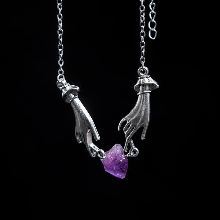 Collier de guérison à la main d'ange en améthyste