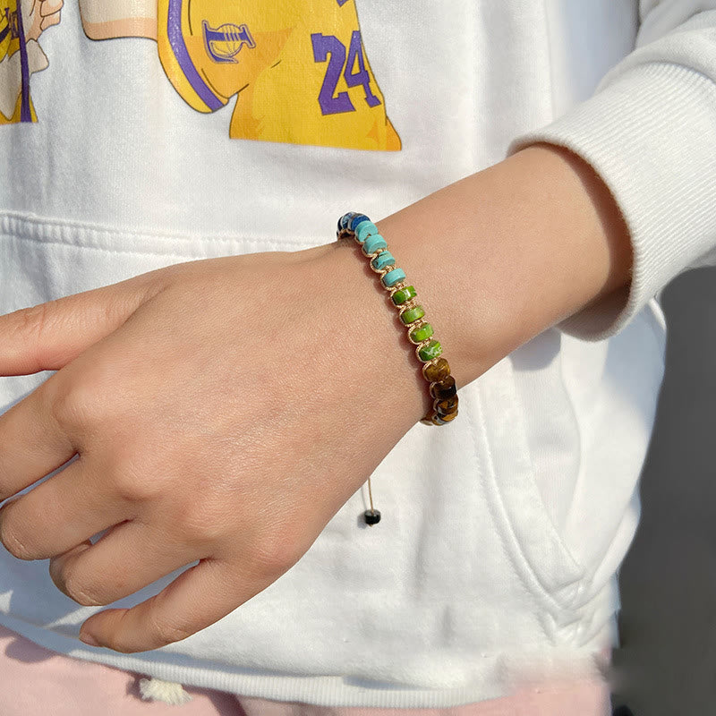 Bracelet tissé en perles de pierre naturelle Olivenorma