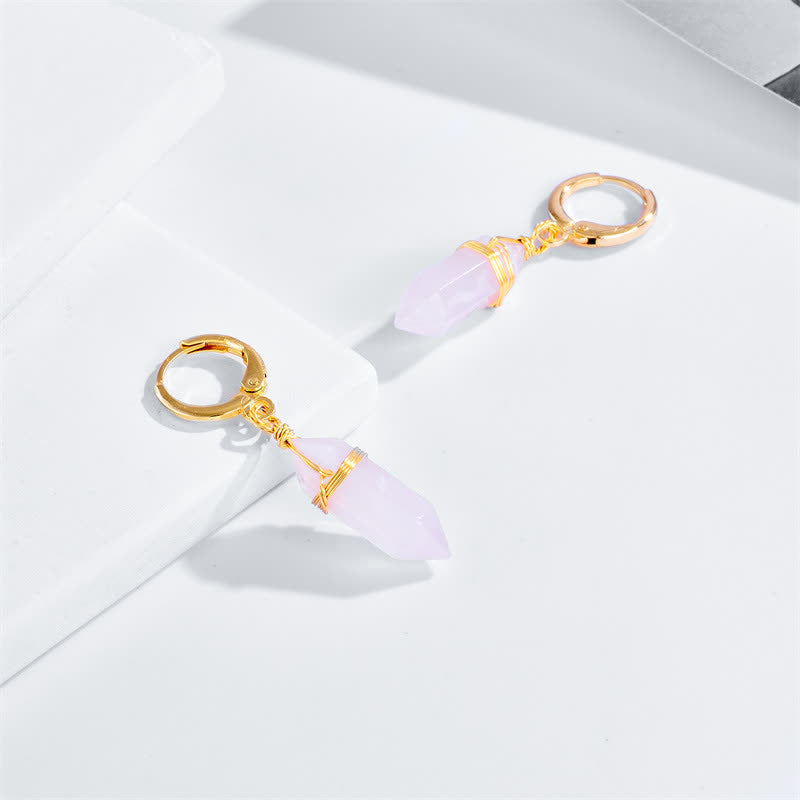 Boucles d'oreilles de guérison en opale rose naturelle