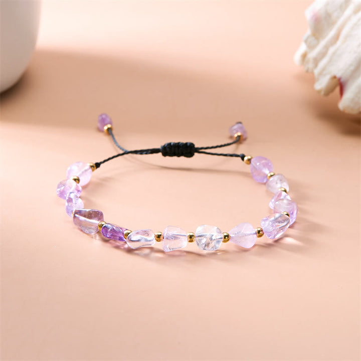 Bracelet tissé à la main en perles de pierre irrégulières naturelles Olivenorma 