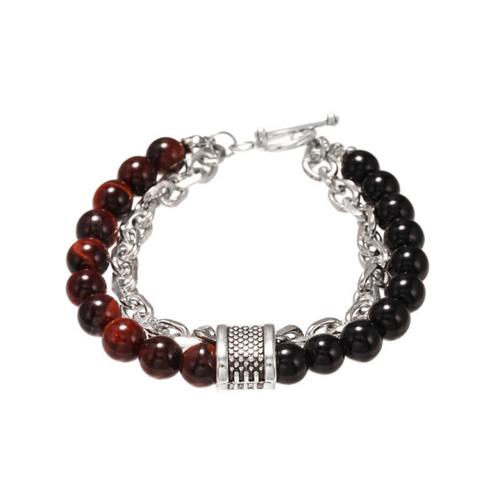 Bracelet pour homme Olivenorma Punk Frosted Stone Combinaison Forme géométrique 