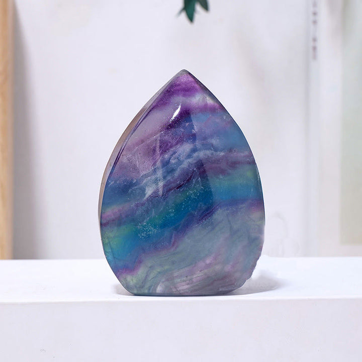 Ornements en cristal naturel en forme de flamme Olivenorma Décoration en pierres précieuses - Fluorite arc-en-ciel - Environ 200-300 g - image 19