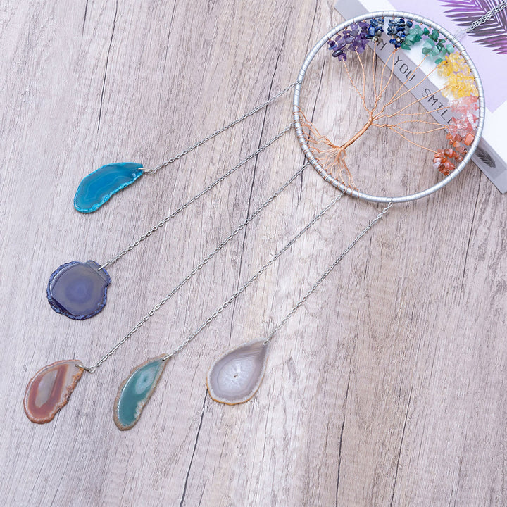 Décoration murale ornementale arbre de vie en agate chakra Olivenorma