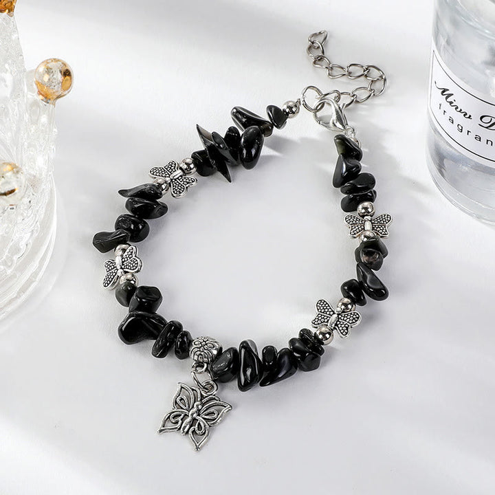 Bracelet à breloques papillon en cristal coloré Olivenorma