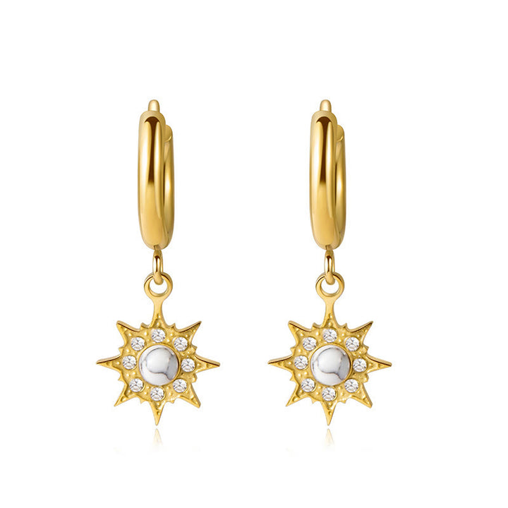 Boucles d'oreilles pendantes en turquoise blanche naturelle Olivenorma Soleil Lune Étoile