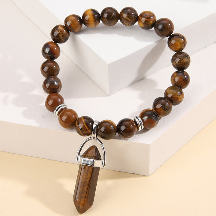 Bracelet pendentif prisme hexagonal en cristal perlé Olivenorma de 8 mm