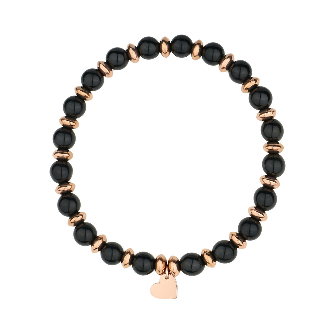 Bracelet pendentif en forme de cœur en métal et perles de cristal naturel Olivenorma