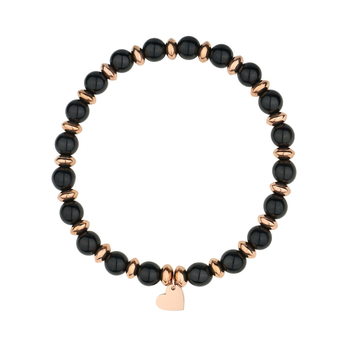 Bracelet pendentif en forme de cœur en métal et perles de cristal naturel Olivenorma