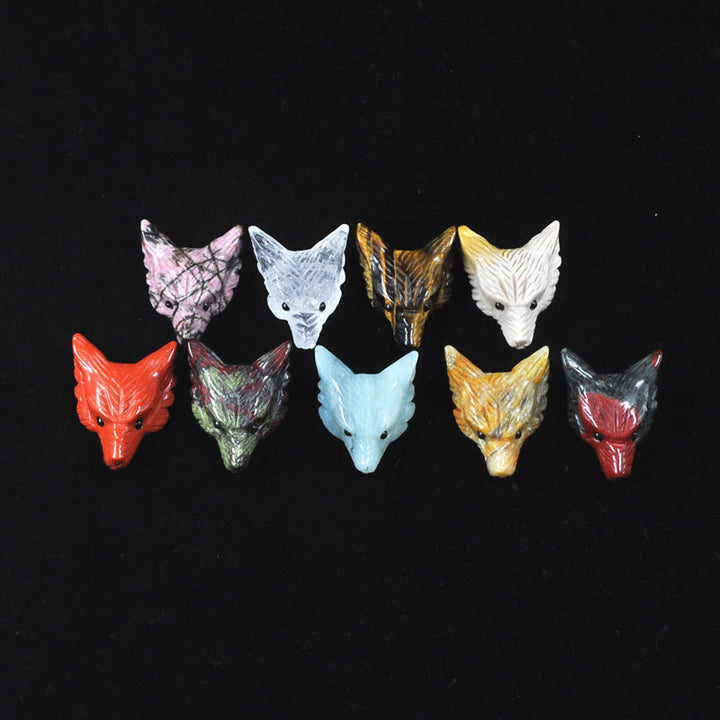 Tête de loup sculptée en cristal naturel Olivenorma, accessoire de décoration en pierres précieuses