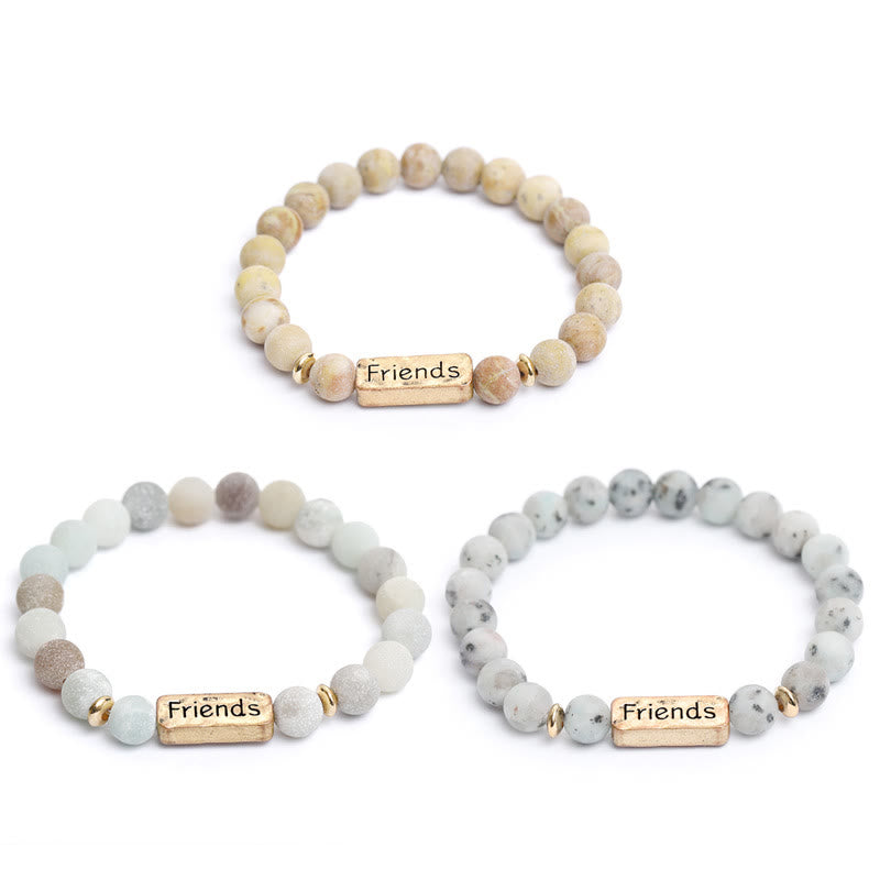 Bracelet gravé Amis en pierres précieuses naturelles Olivenorma