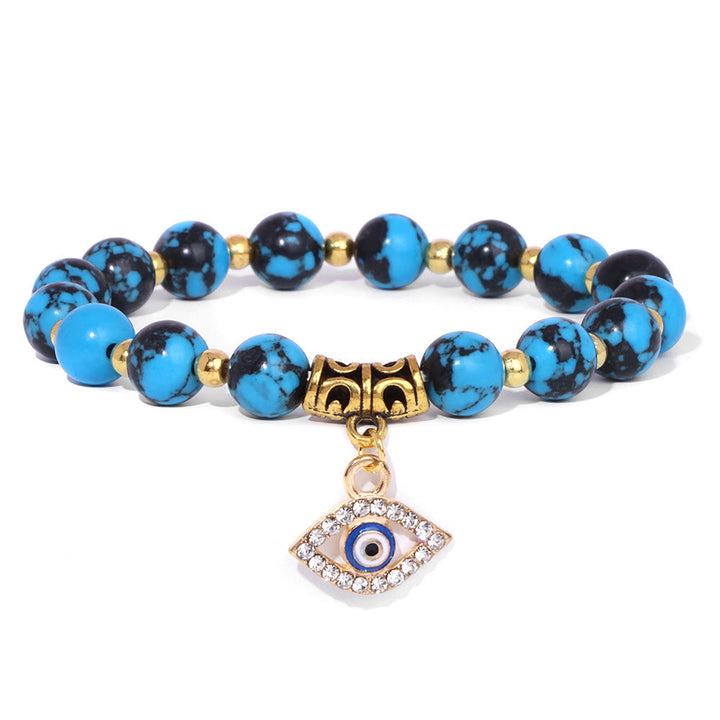 Bracelet pendentif mauvais œil en perles de pierre naturelle Olivenorma