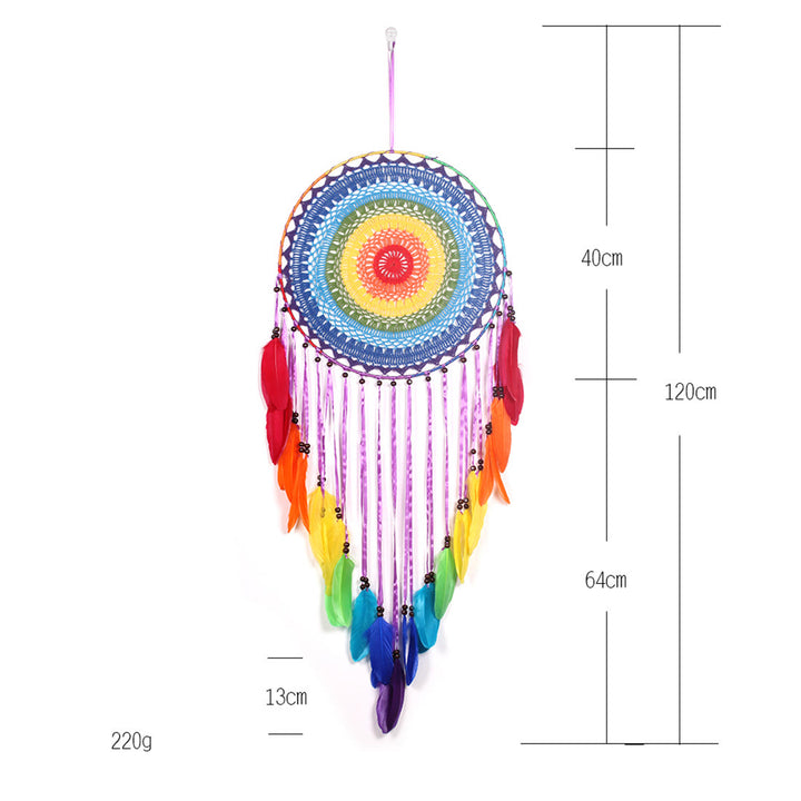 Attrape-rêves en perles d'onyx noir avec plumes arc-en-ciel Olivenorma - image 4
