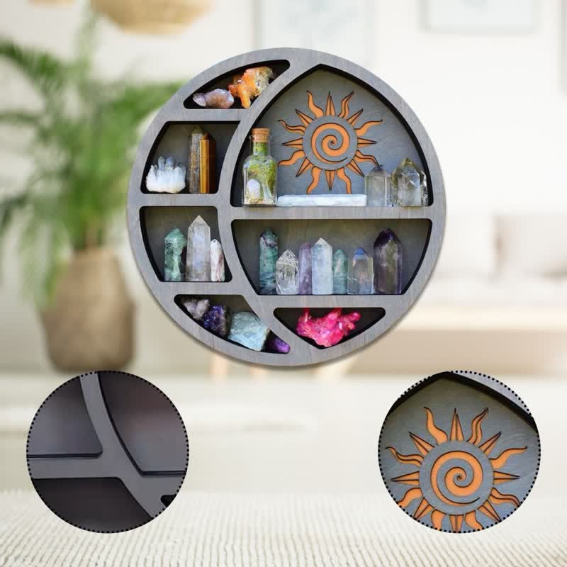 Etagère ronde en cristal en forme de croissant de lune et de soleil Olivenorma