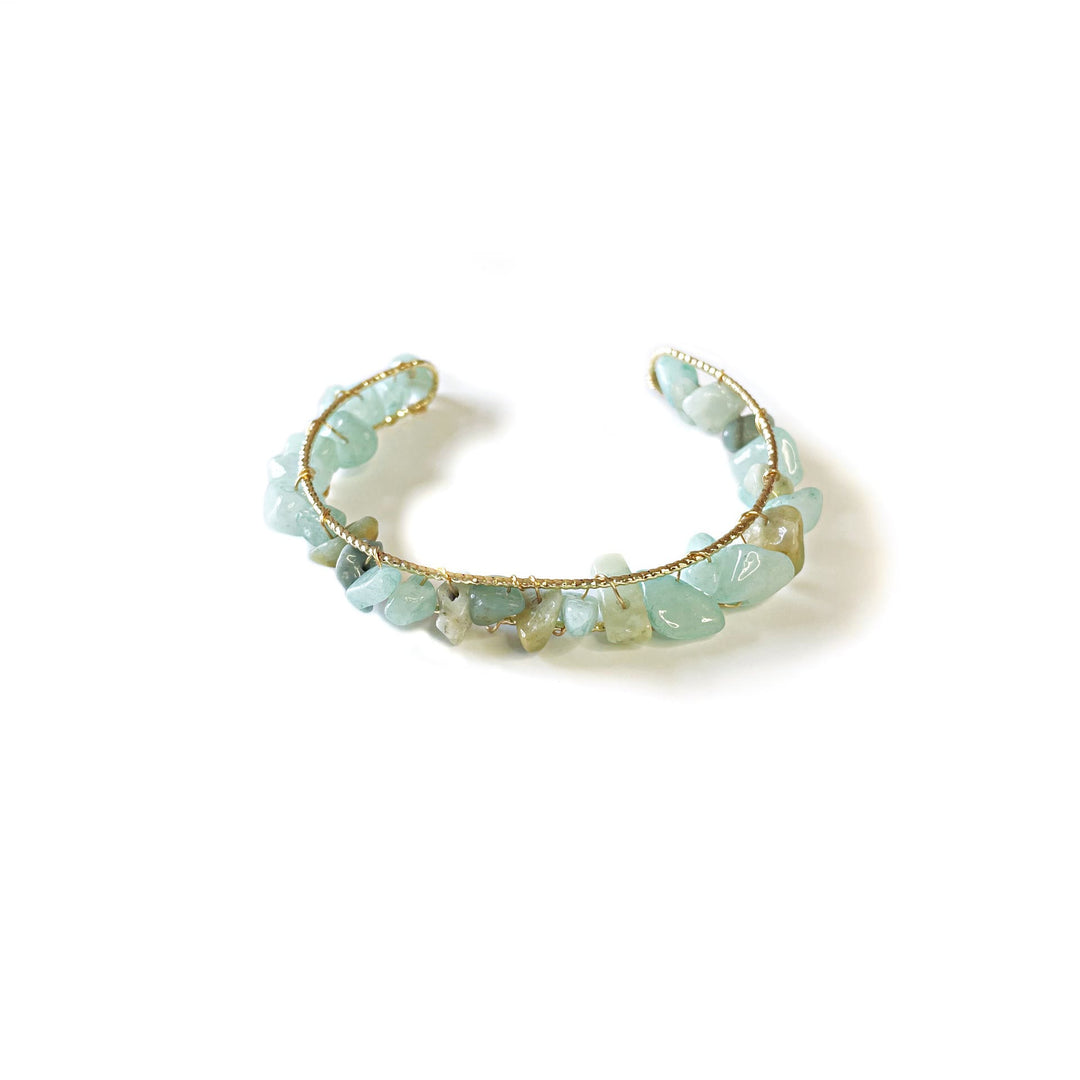 Bracelet enroulé en fil de fer avec perles de gravier en cristal naturel Olivenorma 