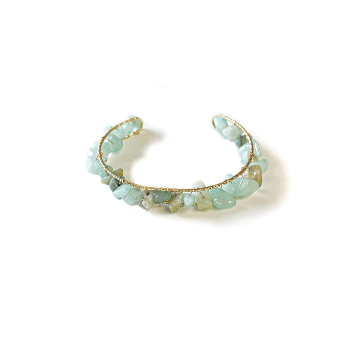 Bracelet enroulé en fil de fer avec perles de gravier en cristal naturel Olivenorma 