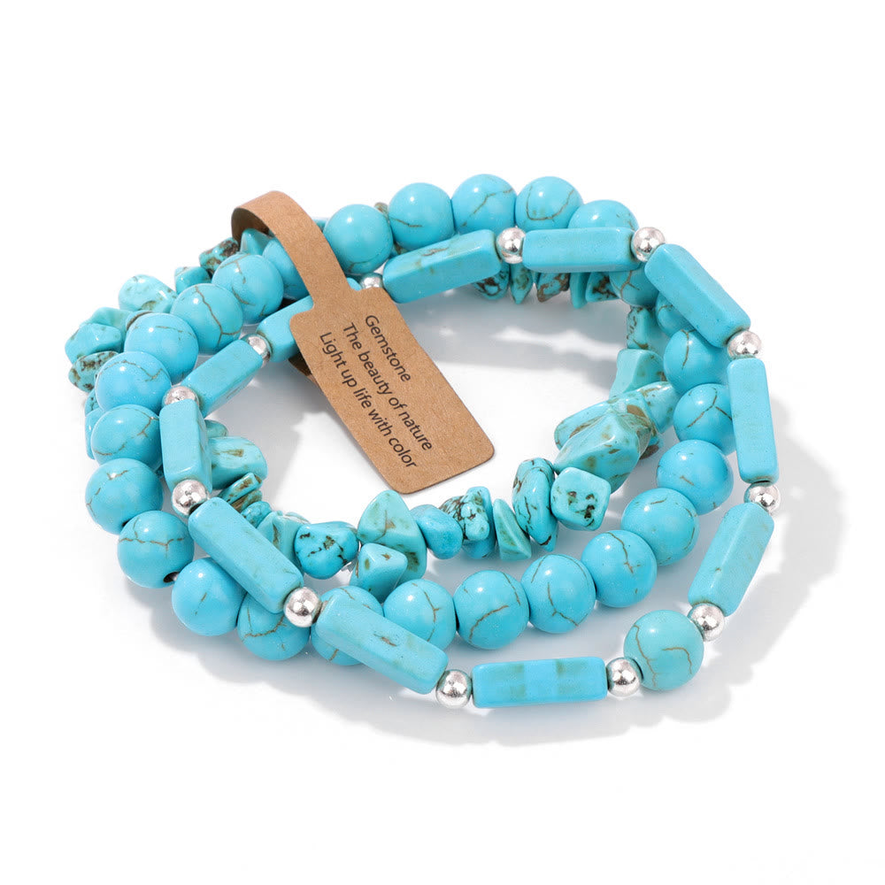 Ensemble de bracelets irréguliers à trois couches en pierre naturelle Olivenorma 