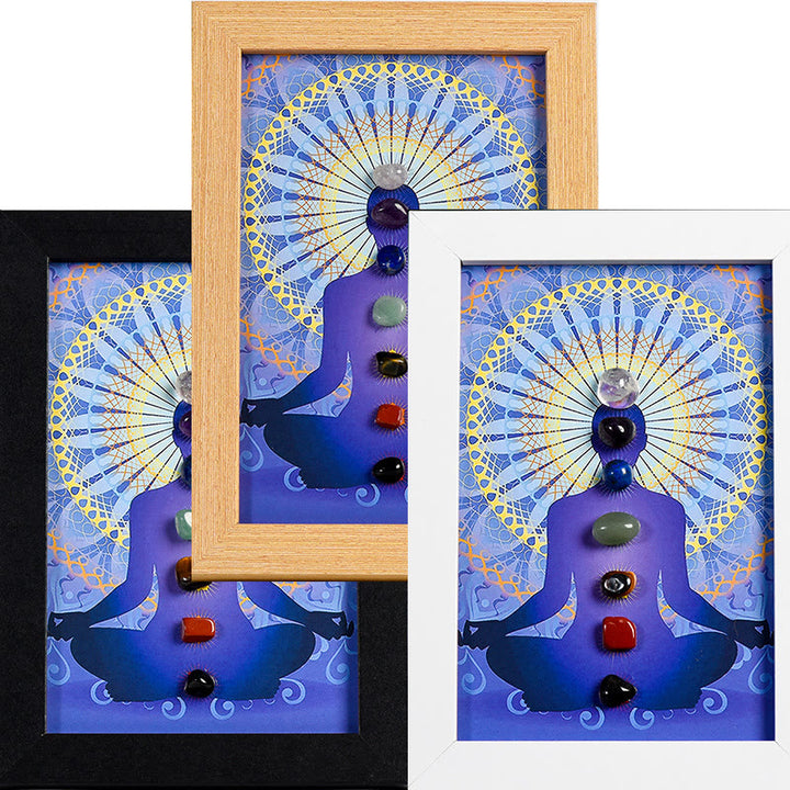 Cadre photo décoratif en pierre de chakra pour posture de méditation yoga Olivenorma
