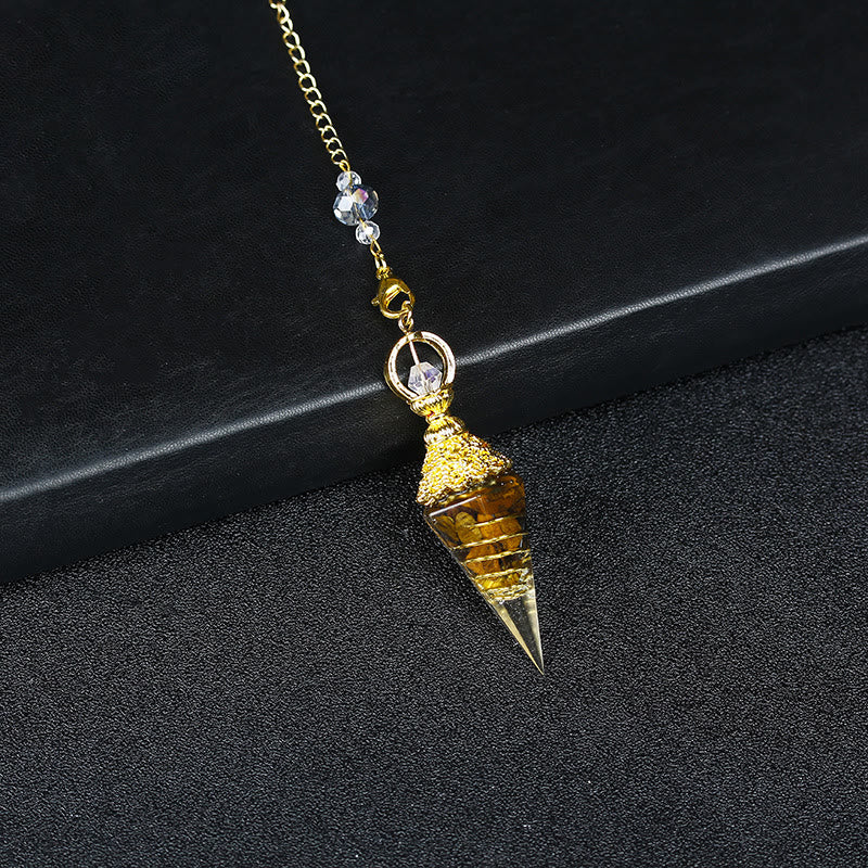 Pendule pyramidale hexagonale en cristal résineline naturelle Olivenorma