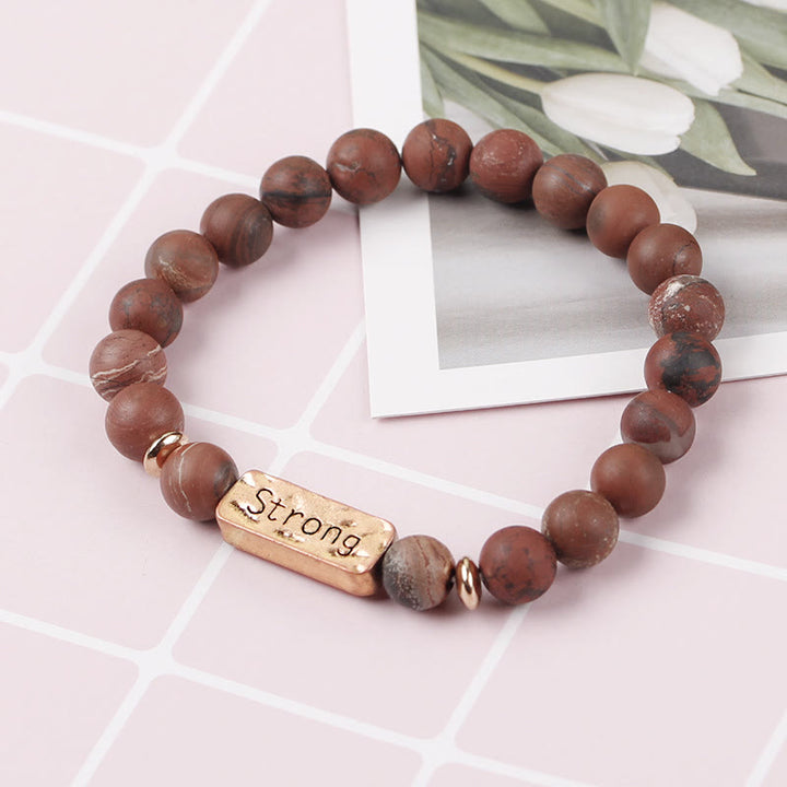 Bracelet gravé solide en pierres précieuses naturelles Olivenorma