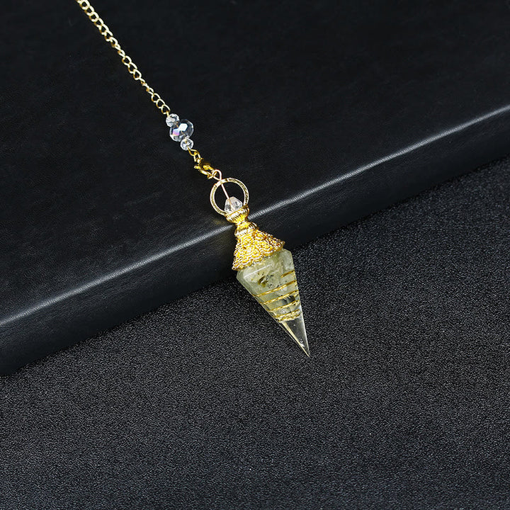 Pendule pyramidale hexagonale en cristal résineline naturelle Olivenorma