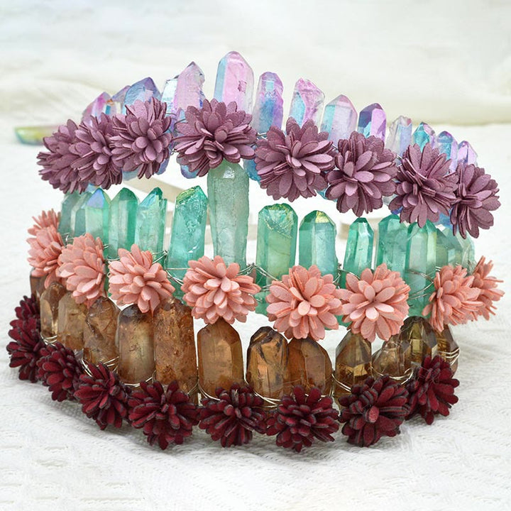Couronne de fleurs en cristal naturel avec arc- en-Olivenorma 