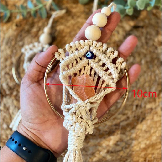 Pendentif de voiture tissé en quartz rose contre le mauvais œil Olivenorma