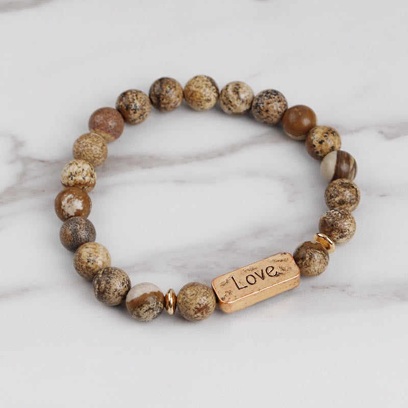 Bracelet de gravure puissant avec pierres précieuses naturelles Love Olivenorma 