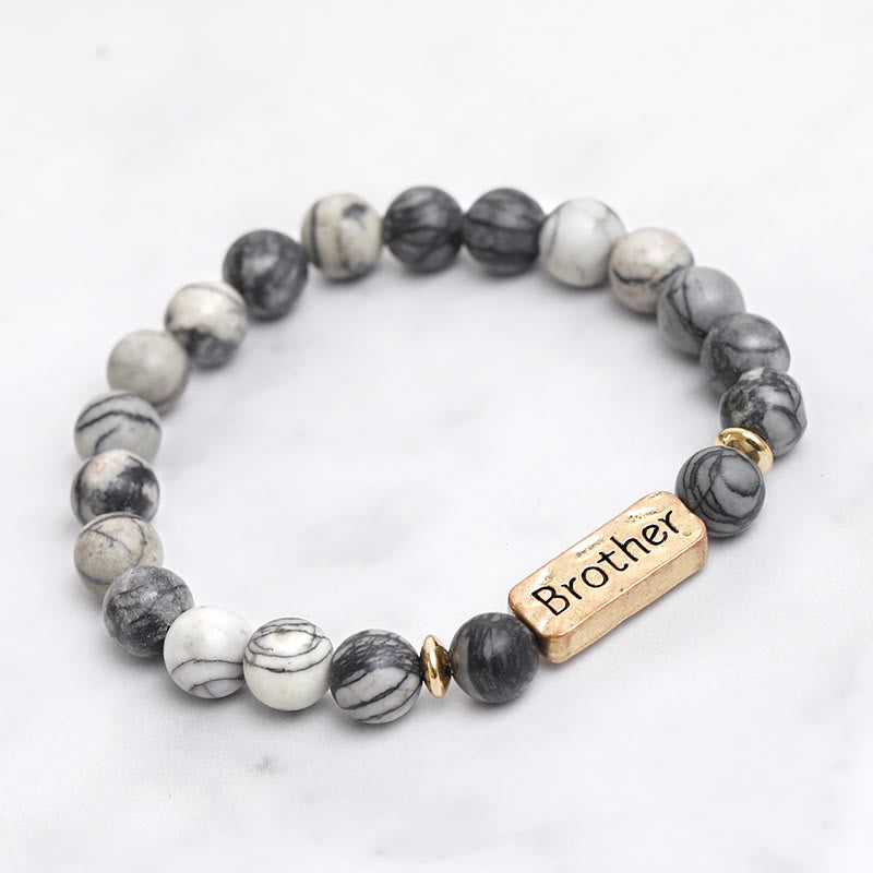 Bracelet gravé avec pierres précieuses naturelles Olivenorma Brother