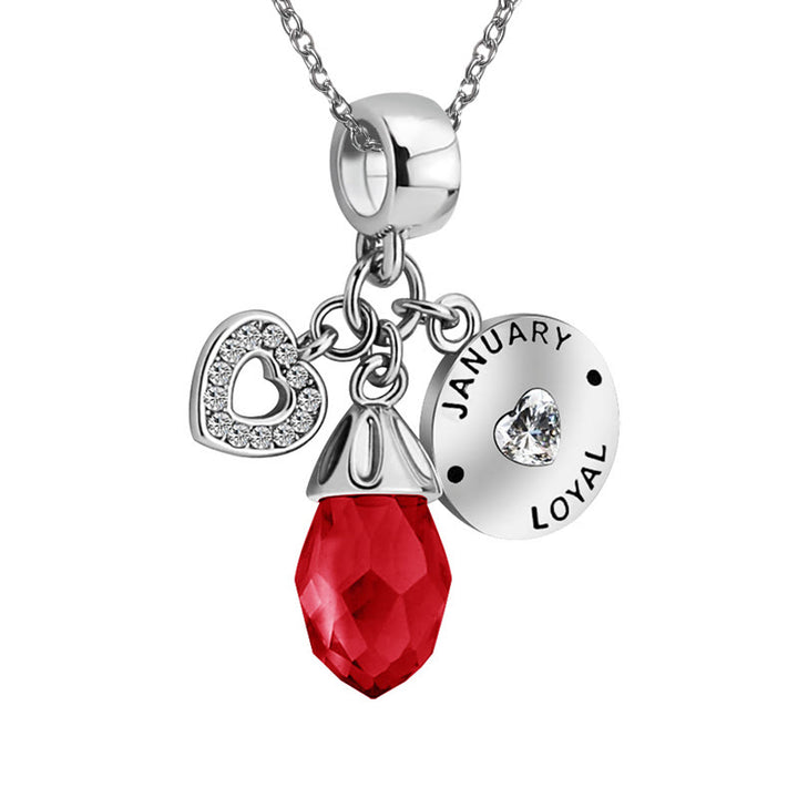 Collier avec pendentif en forme de cœur et pierre de naissance en diamant Olivenorma 