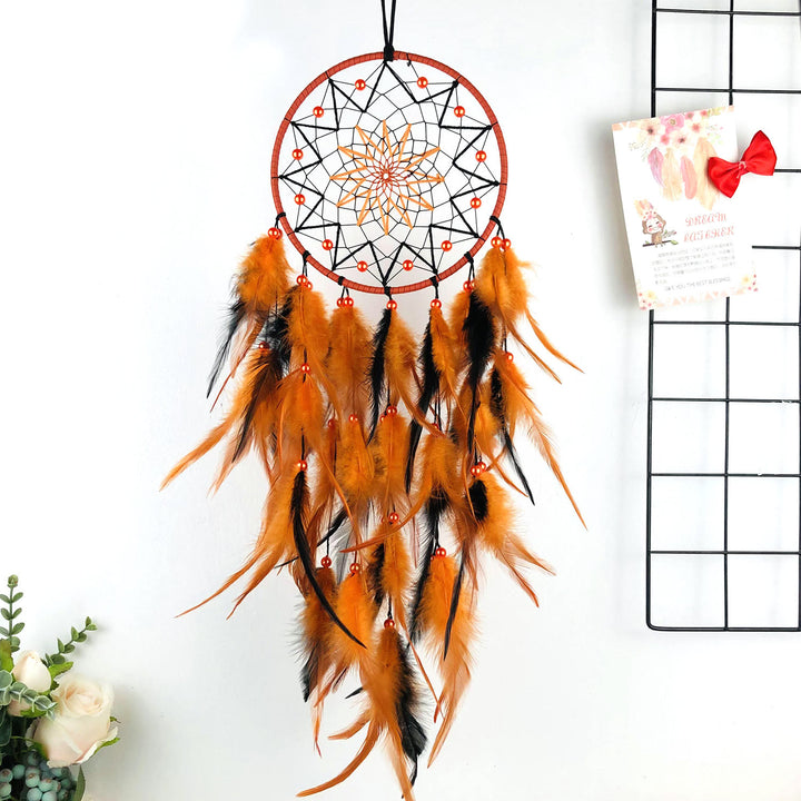 Perles acryliques Olivenorma, attrape-rêves d'Halloween fait main en plumes orange