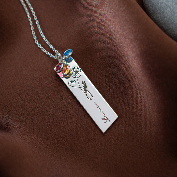 Collier de bijoux personnalisé avec fleur de naissance et pierre de naissance Olivenorma avec nom
