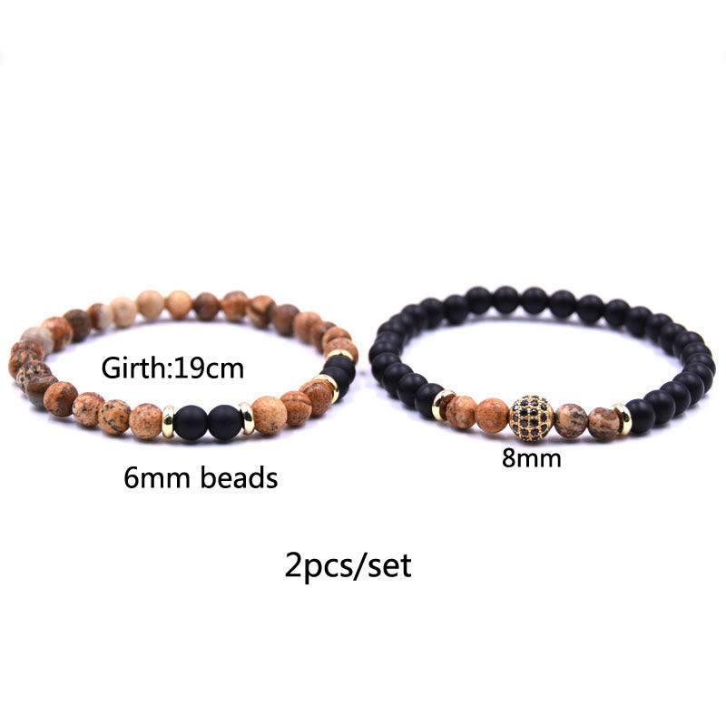 Bracelet homme Olivenorma en perles de cristal naturel à deux couches