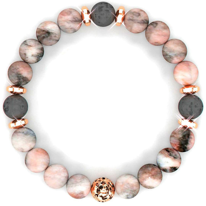 Bracelet en pierre de lave rhodonite Olivenorma avec huile essentielle de lavande 