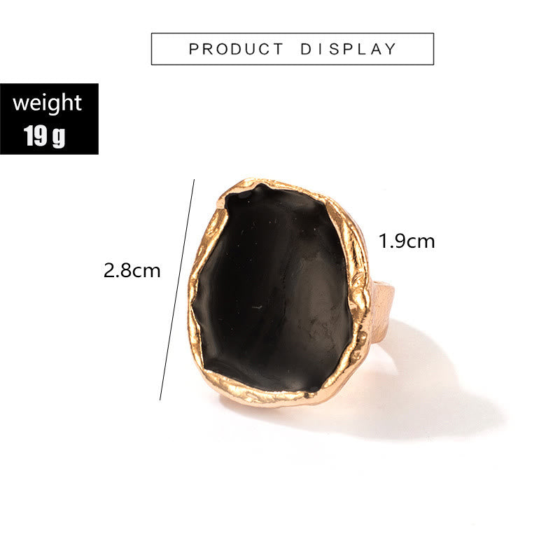 Bague ajustable en résine à bords dorés irréguliers exagérés Olivenorma