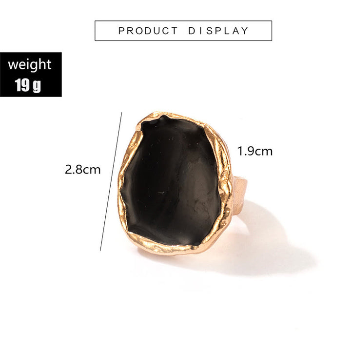 Bague ajustable en résine à bords dorés irréguliers exagérés Olivenorma