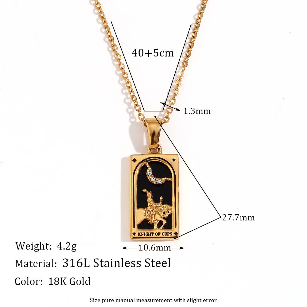 Collier de cartes de tarot en acier inoxydable plaqué or 18 carats Olivenorma 