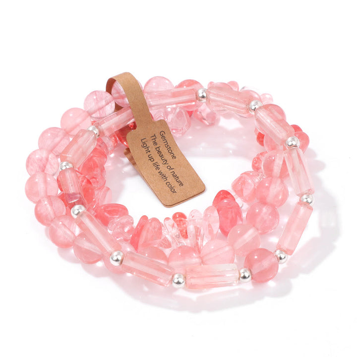 Ensemble de bracelets irréguliers à trois couches en pierre naturelle Olivenorma 