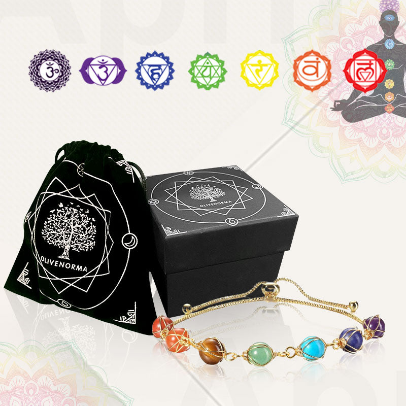 Bracelet de yoga réglable couleur or naturel Chakra