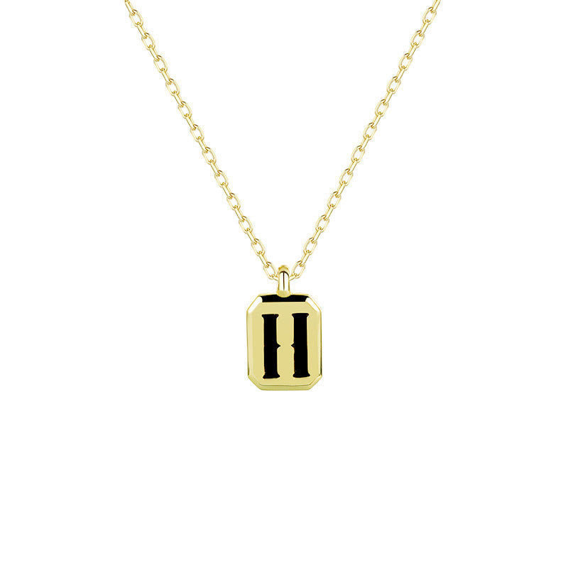 Collier Initiale Personnalisable en Or Olivenorma - Obsidienne - H - image 11